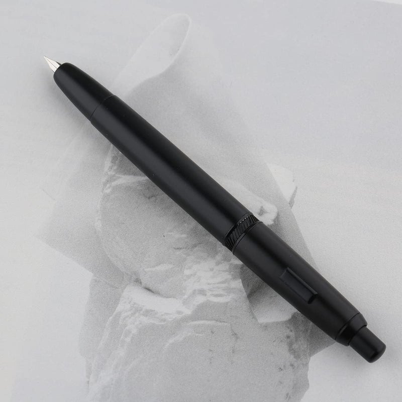 erofa Majohn A1 Press Fountain Pen with Box, Retractable Extra Fine Nib Metal Matte Black Ink Pen with Converter for Writing (No Clip Version) - Image 4